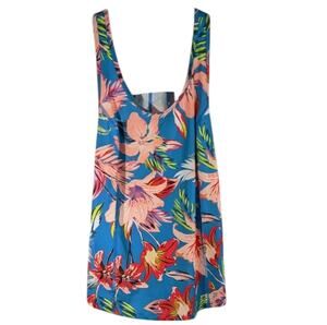 Blue Pink Floral Tank Top Medium Fila Workout Sleeveless Aloha Dry Beach Pool